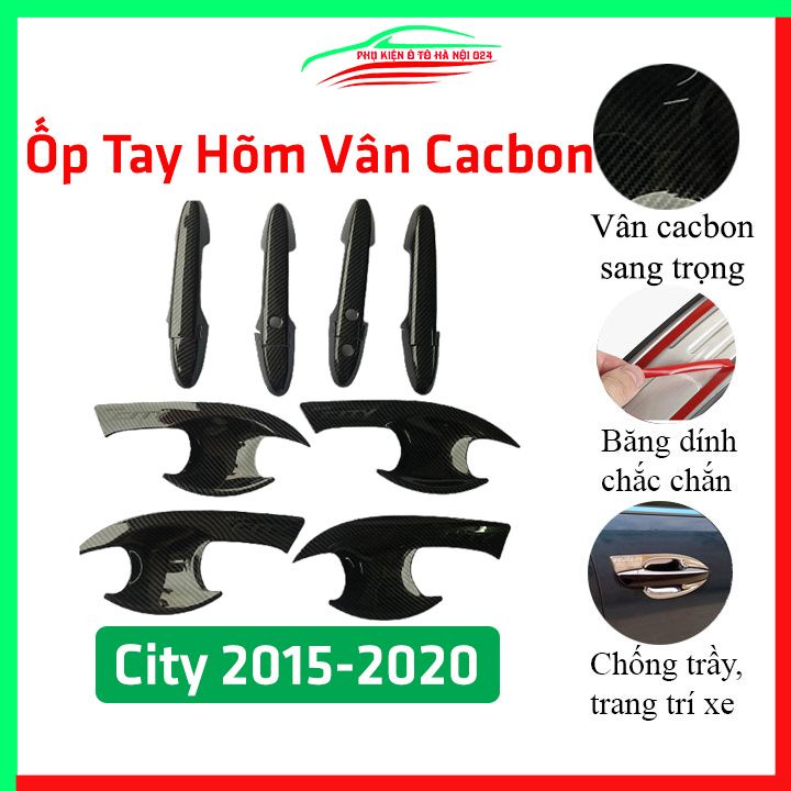 Ốp tay hõm City 2015-2020 vân Carbon chống trầy bảo vệ cửa xe ô tô