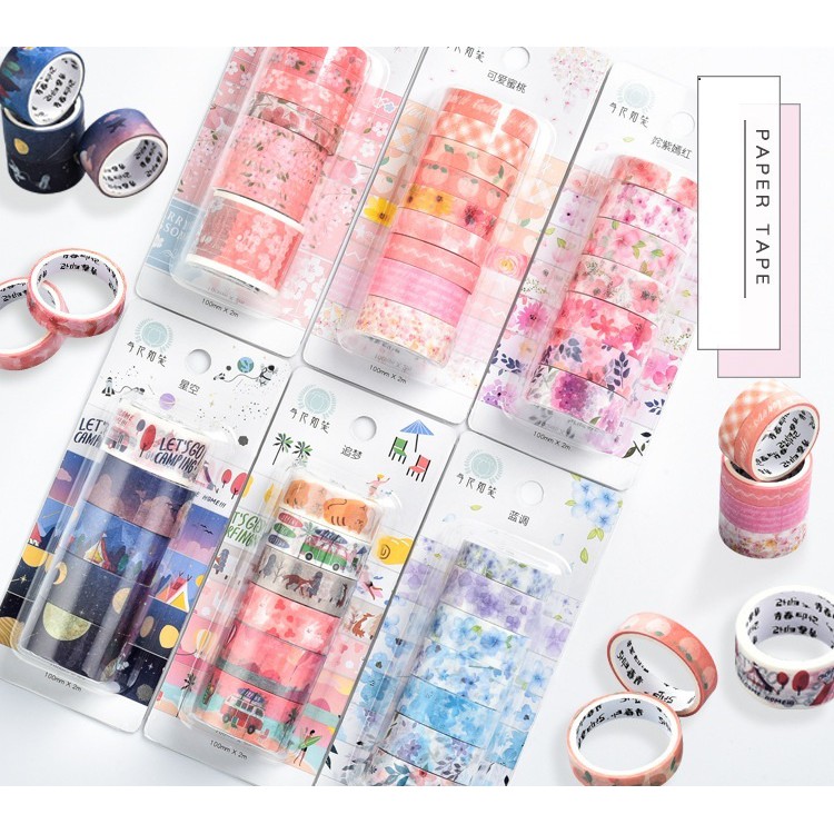 Set Washi tape chủ đề mùa hè - Băng dính giấy trang trí