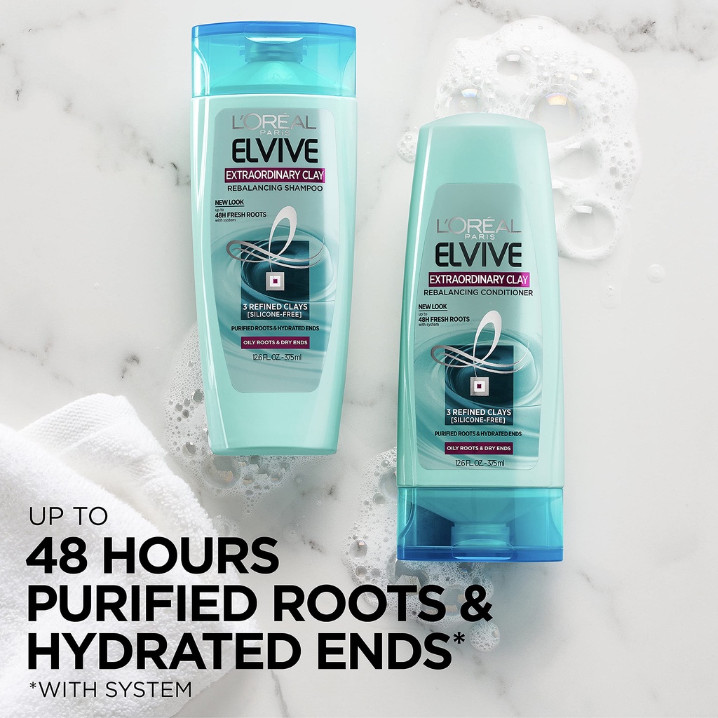 Dầu Gội - Xả L'Oreal Paris Elvive Extraordinary Clay Rebalancing Conditioner 375ml