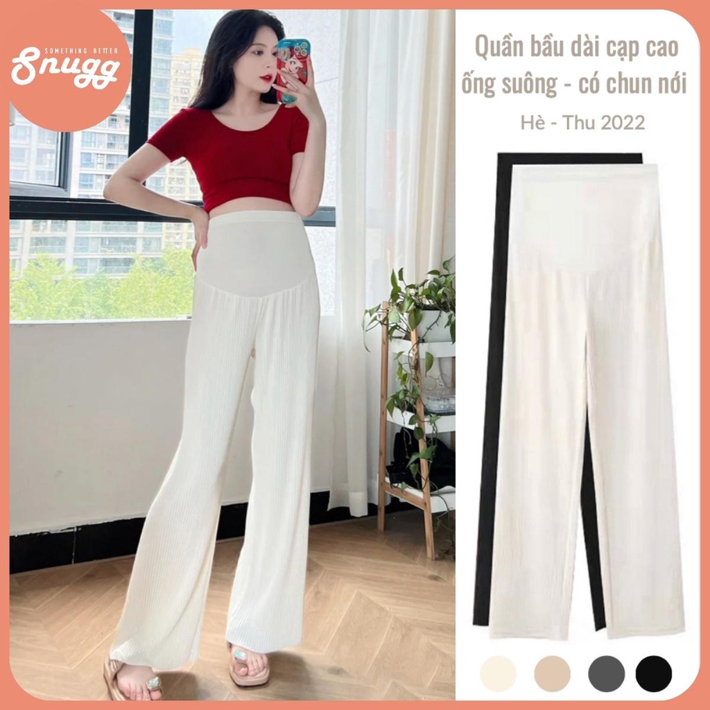 Quần bầu cạp cao ống suông rộng siêu mát ngày Hè - Có chun nới bụng - SNU2140