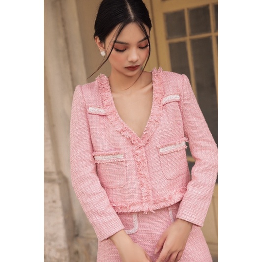 Set dạ tweed hồng phấn cao cấp - SWEET PINK SET