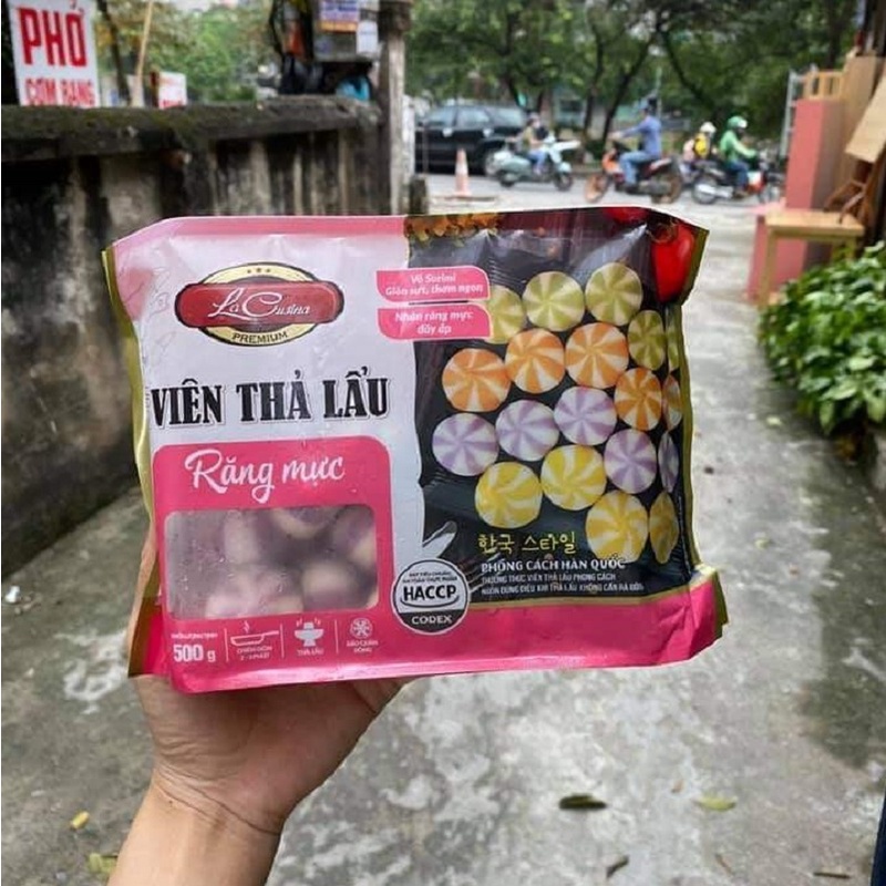 Viên thả lẩu vị răng mực hãng lacusina, làm cá viên chiên các loại