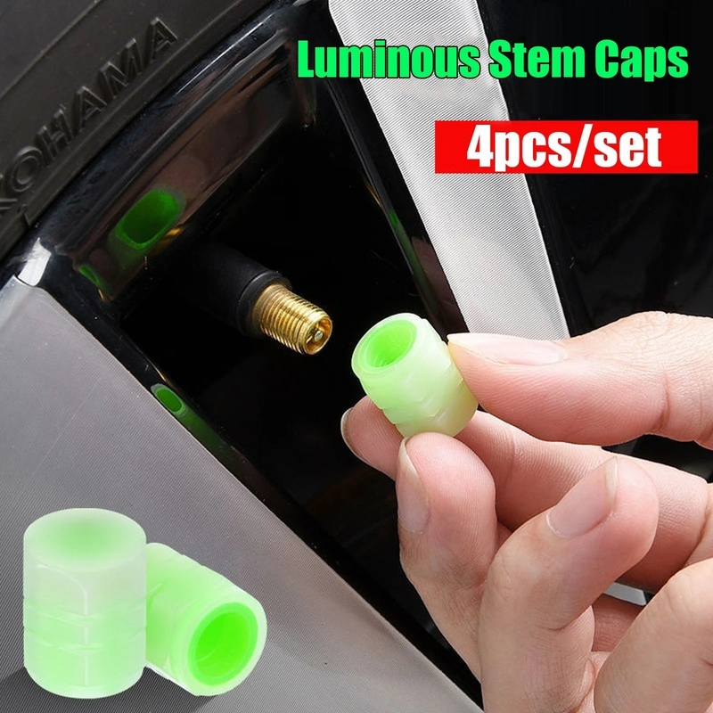 1 / 4 Nắp Van Bánh Xe Hơi / Xe Máy Chống Bụi Màu Xanh Lá Huỳnh Quang Thông Dụng