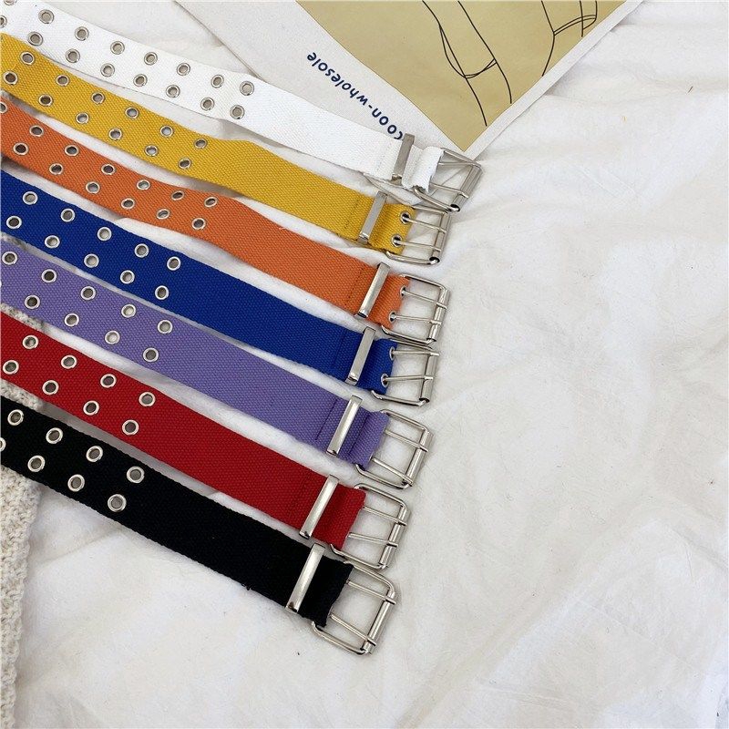 Thắt Lưng Vải Bố Phối Dây Xích Phong Cách Hip Hop