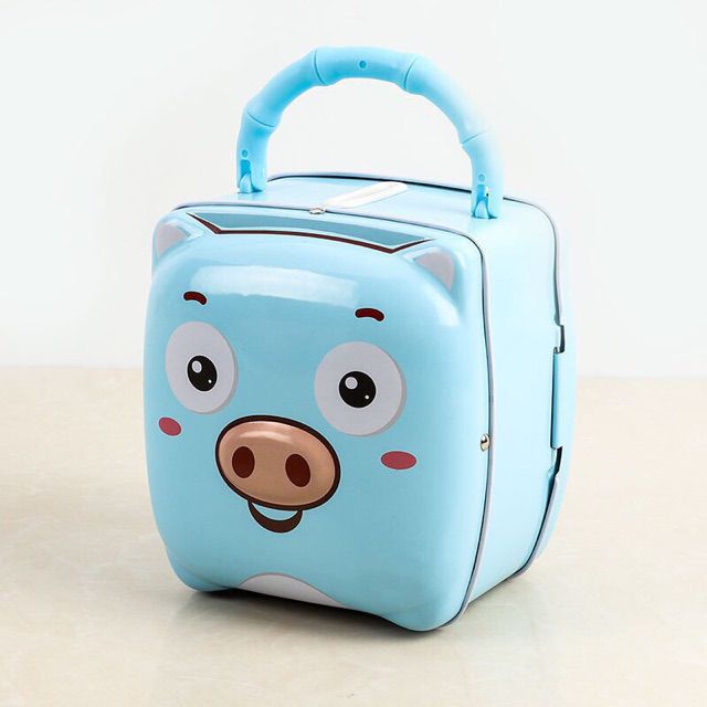 ( siêu cute ) két sắt mini hình con heo kèm móc khóa và quai xách tiện lợi