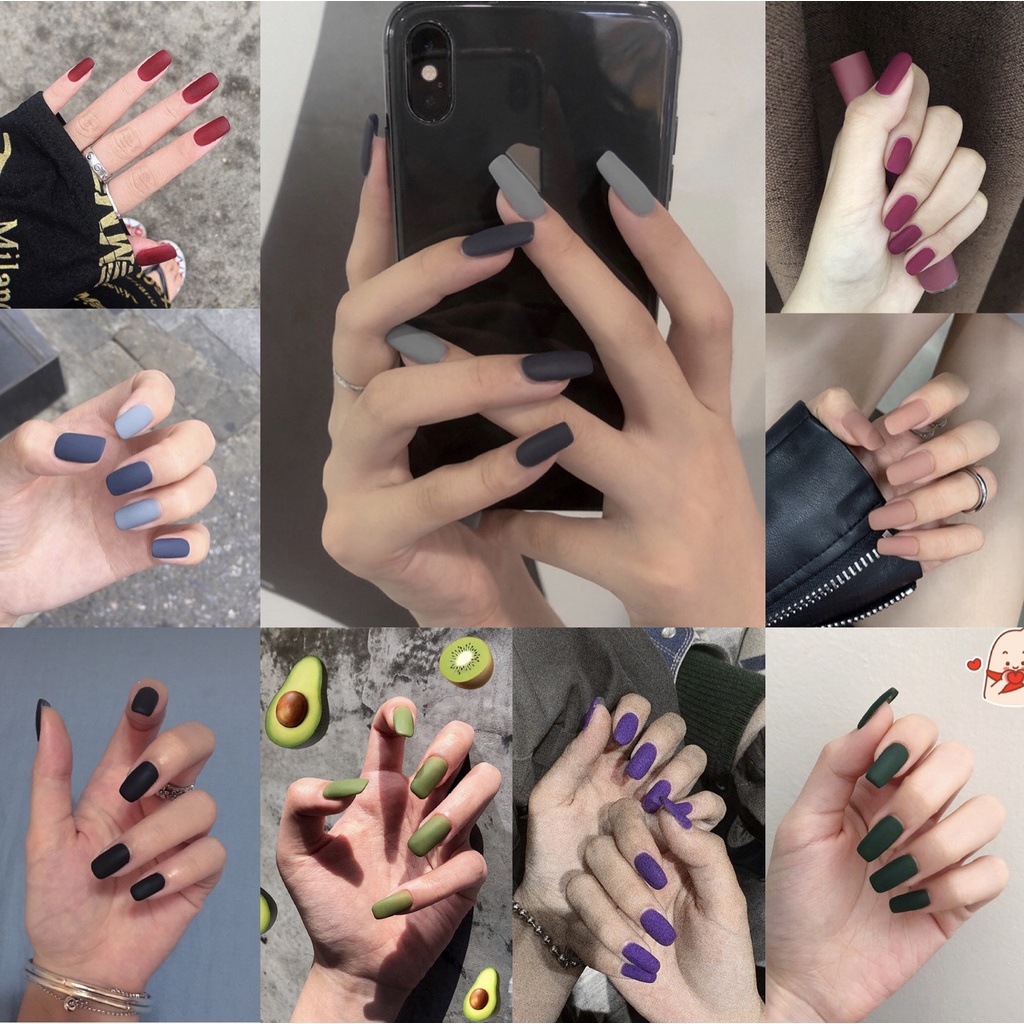 Set 24 Móng Tay Giả Dài Bằng Nhựa Acrylic