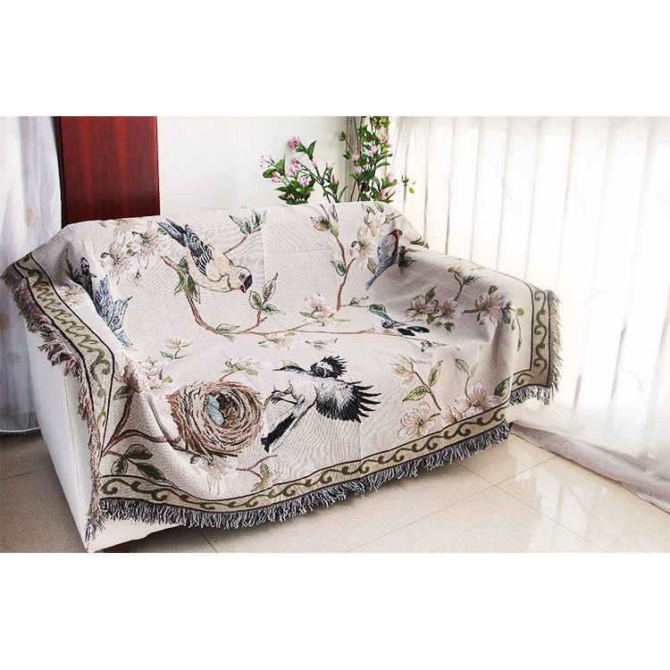 Thảm Vintage Nhập Khẩu Hoạ Tiết Chim Hoa Lá, Thảm Trải Sofa, Thảm Trải Sàn, Thảm Treo Tường