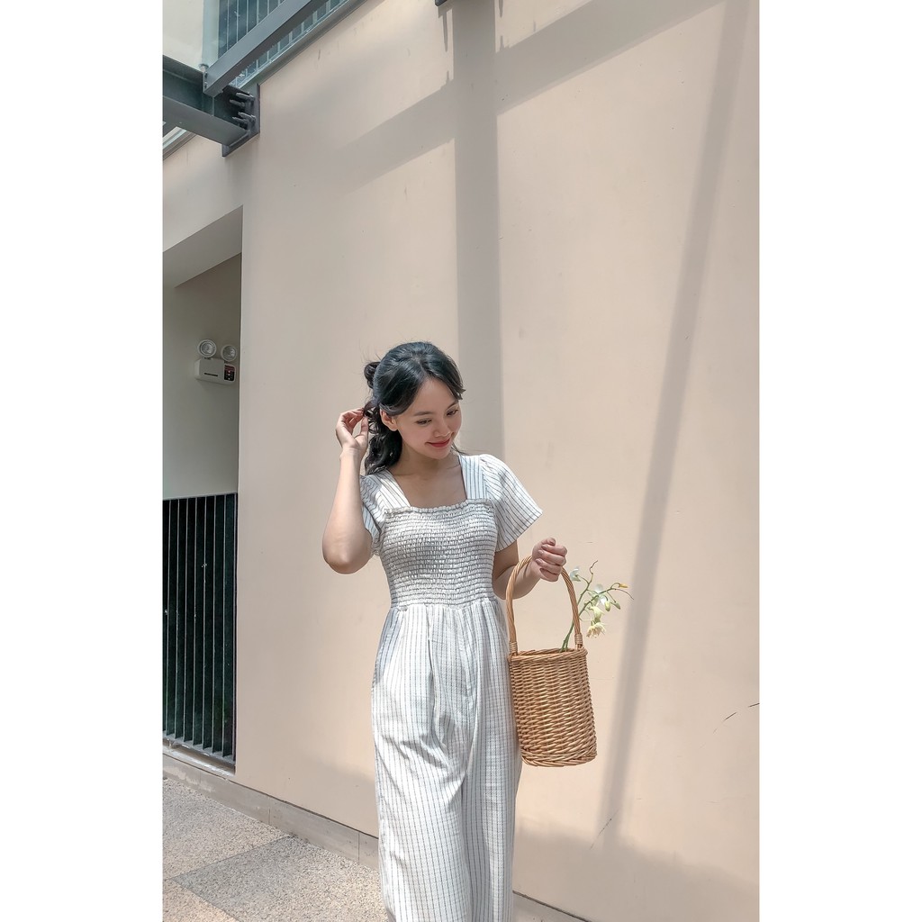 [Mã FAXANH245 giảm 10K đơn 50K] Jumpsuit sọc tay ngắn bo thun BRENDA JUMPSUIT