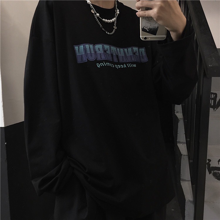 Áo thun tay dài form rộng DENNTERUN NEKO.SG, Áo thun Streetwear Ulzzang SWT63
