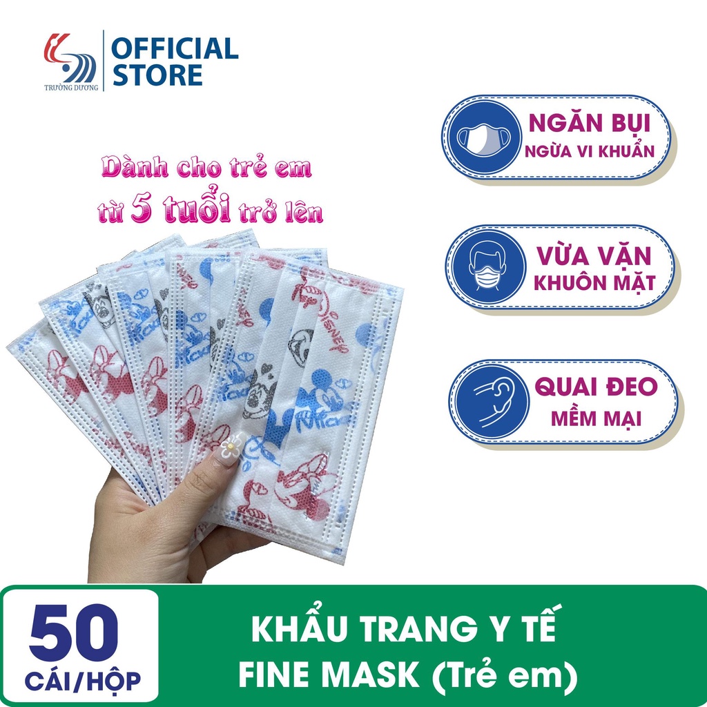 Khẩu trang y tế trẻ em 3 lớp Fine Mask - Hộp 50 cái