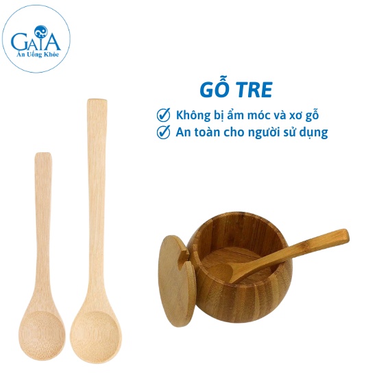 Muỗng thìa múc cafe gia vị thức ăn trang trí bằng gỗ đầu tròn