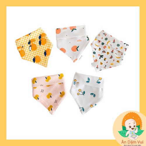 Set 5 khăn yếm tam giác cotton cao cấp, khăn quàng cổ giữ ấm cổ, yếm sữa nhiều mẫu xinh đáng yêu cho bé.