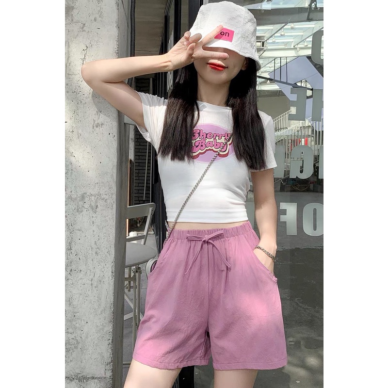Quần đùi nữ mặc nhà HAMEY quần short nữ vải đũi đẹp form dễ mặc chất siêu mát nhiều màu cá tính | BigBuy360 - bigbuy360.vn