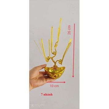 Gốc cây đồng tiền thân kẽm quấn sẵn - 7 nhánh (thỏi vàng + thân kẽm)