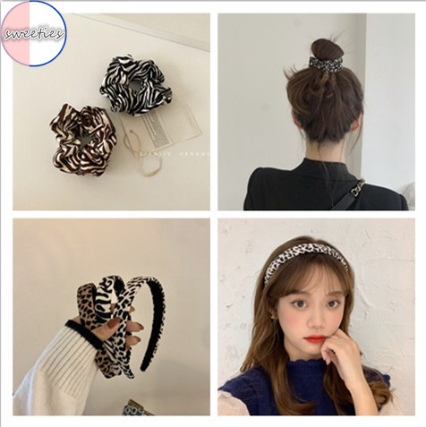 【sweet】woman fashion retro  Leopard Print Hair Band ins wild Headband elastic hair rope accessries