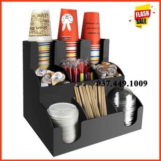 Kệ đựng cốc trà sữa , giấy , ống hút  mika 3 tầng cao cấp