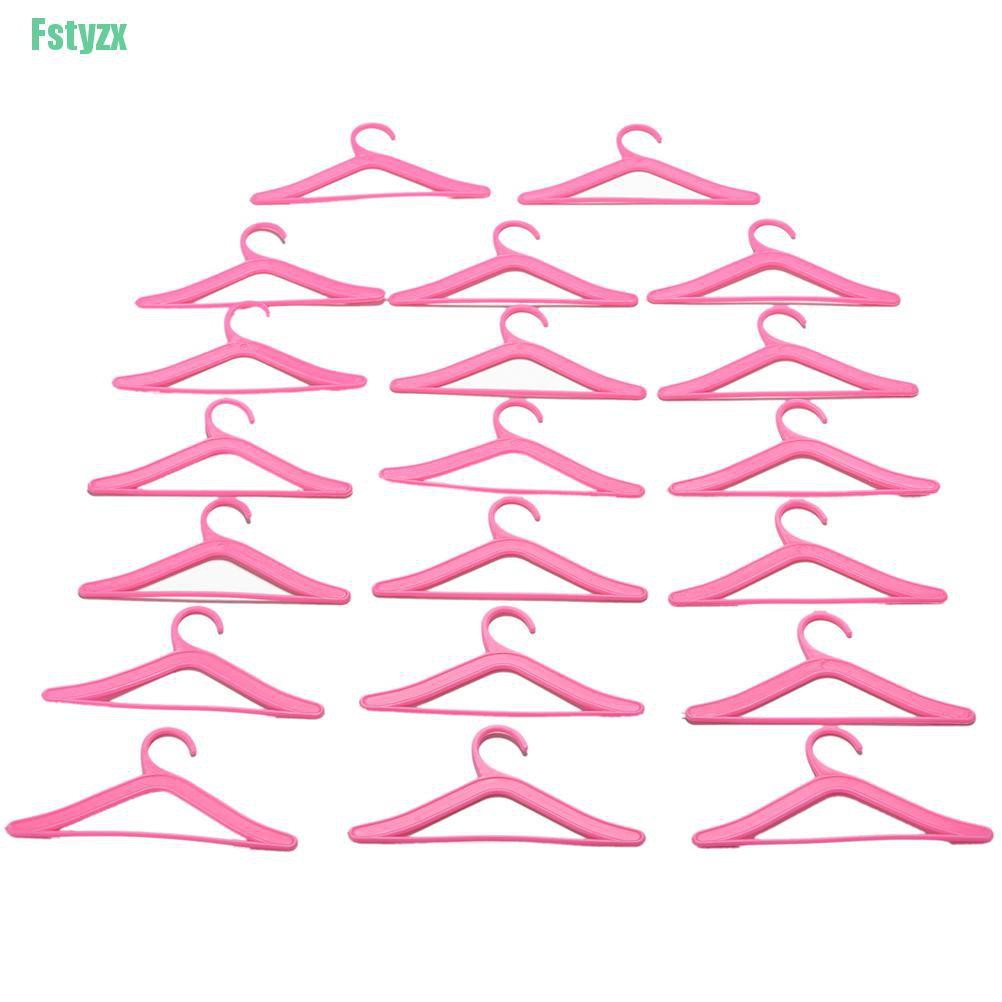 fstyzx 20 Pcs Pink Hangers for Barbies Dolls’ Clothes Accessories Plastic Hangers