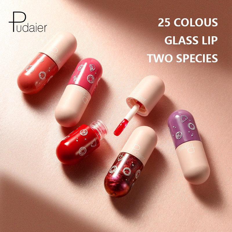 Pudaier capsule unique shape lip glaze in 20 colors 13g