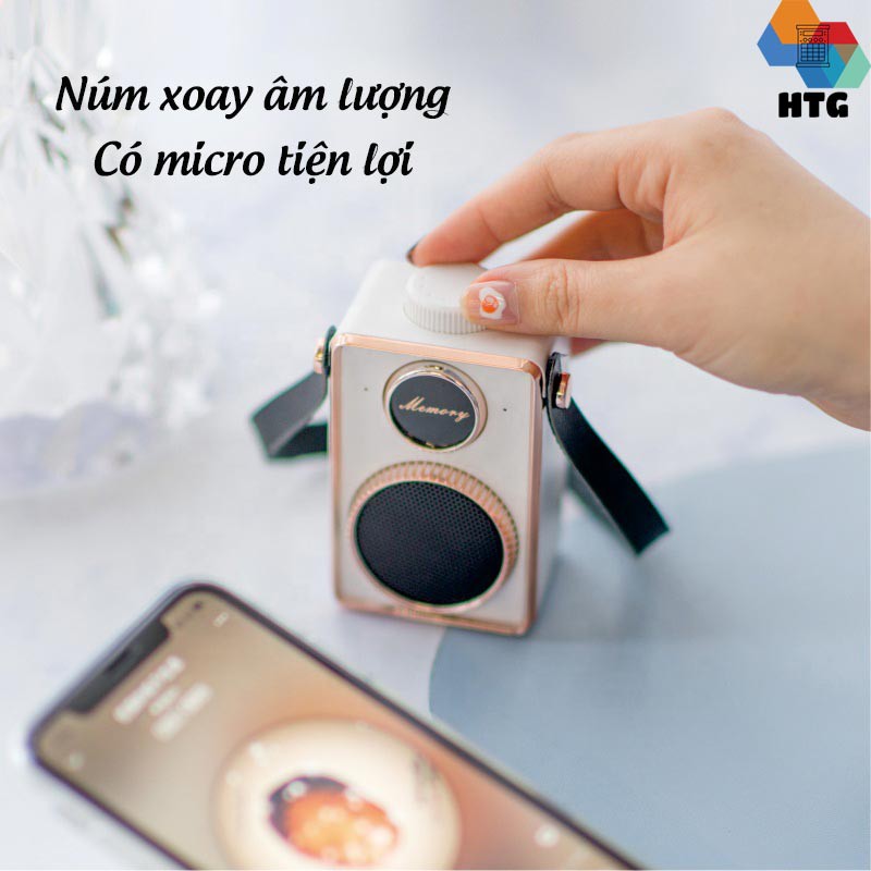 Loa bluetooth không dây mini Hoài Niệm Memory, có quai xách tiện lợi có dây sạc