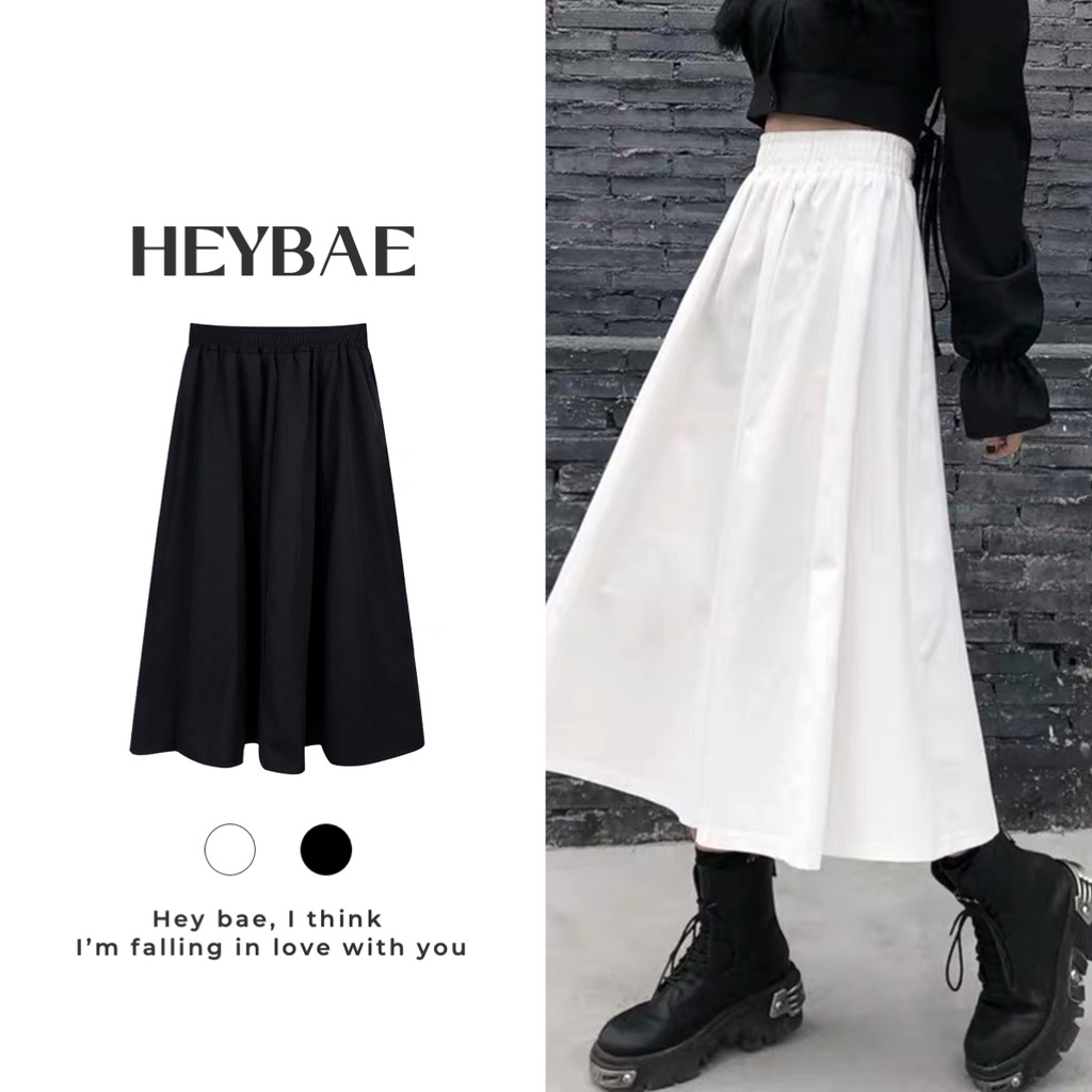 Chân váy kaki cạp chun co dãn Judy HEYBAE chân váy dáng dài midi 3 màu basic cá tính freesize vintage cho nữ QV014