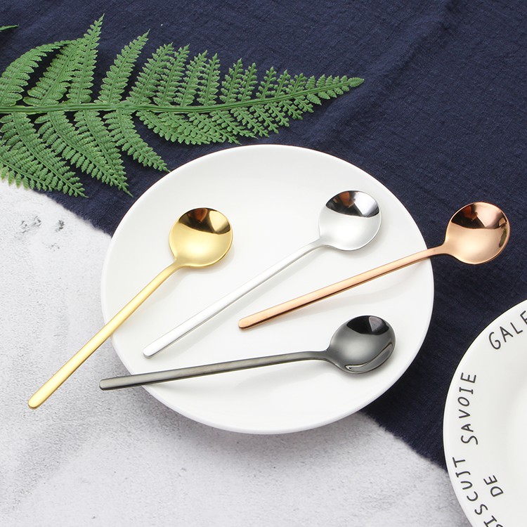 Colorful shiny stainless steel coffee spoon, ice-cream spoon gold/rose gold/black small spoon