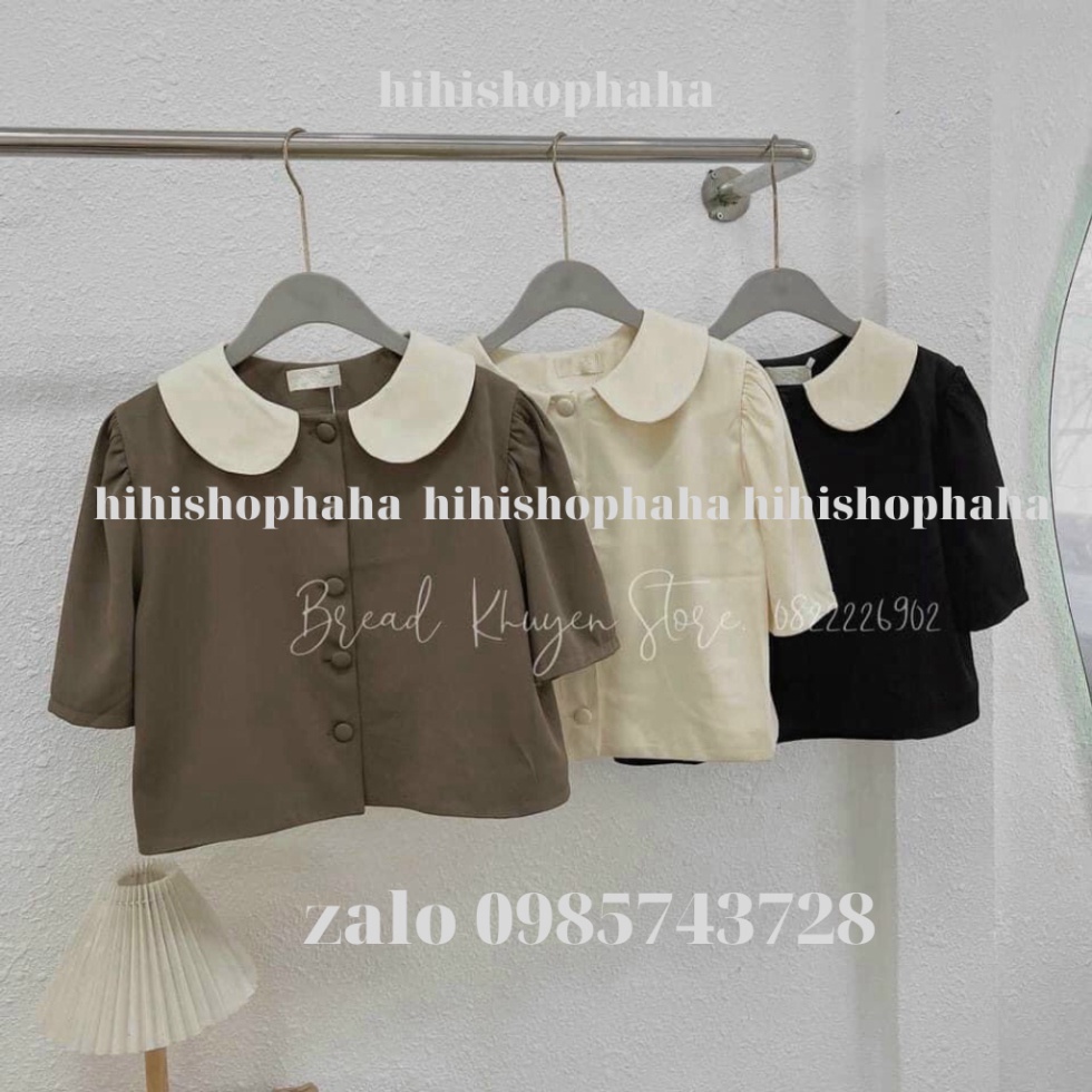 Áo kiểu hàn quốc, áo sơ mi cổ sen cúc bọc tiểu thư dáng lỡ vintagevn