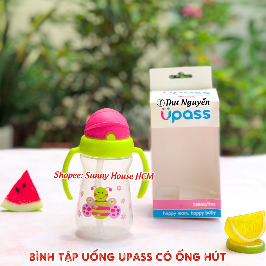 Bình tập uống nắp bật cho bé Upass có tay cầm 150ml