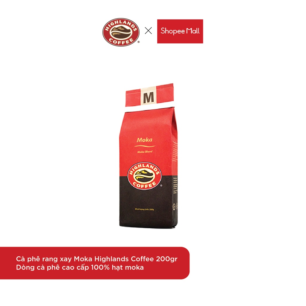 [TẶNG 2 GÓI] Cà phê rang xay Moka Highlands Coffee 200g - dòng cà phê cao cấp - KHI MUA 10 GÓI