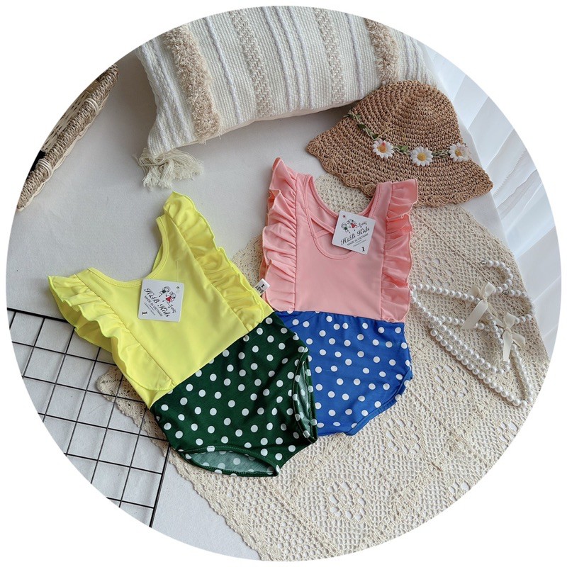 Bikini đồ bơi chấm bi cho bé gái size 10kg-30kg