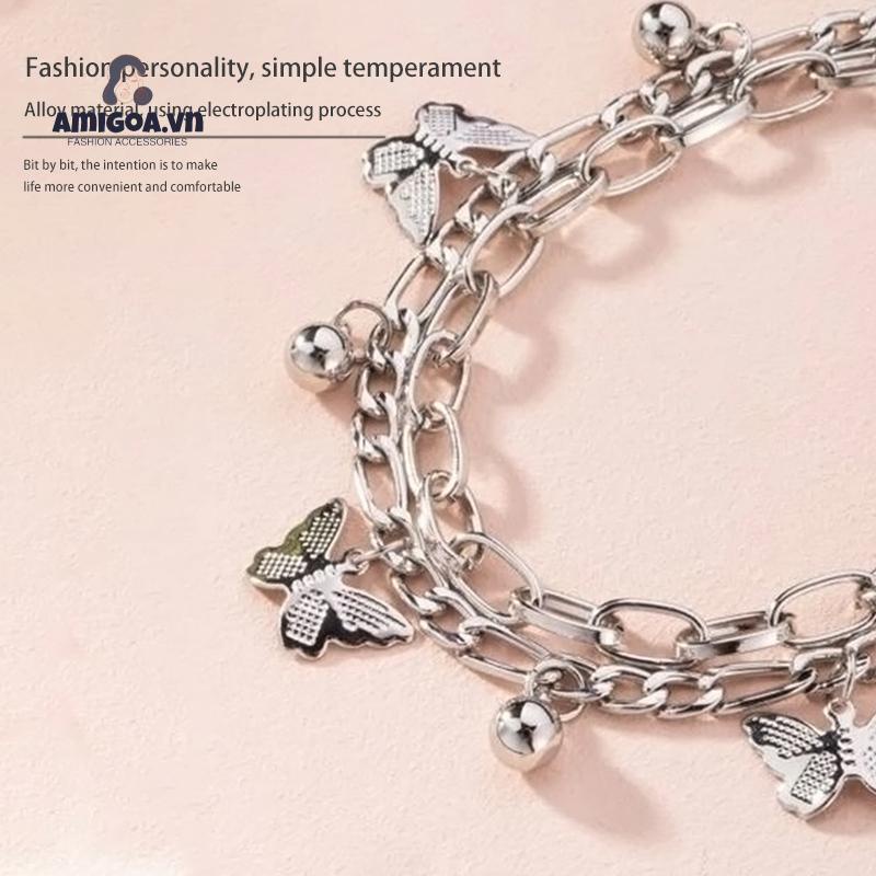✨✨Vòng Tay Hai Lớp Tua Rua Mặt Hình Bướm Đơn Giản Thời Trang