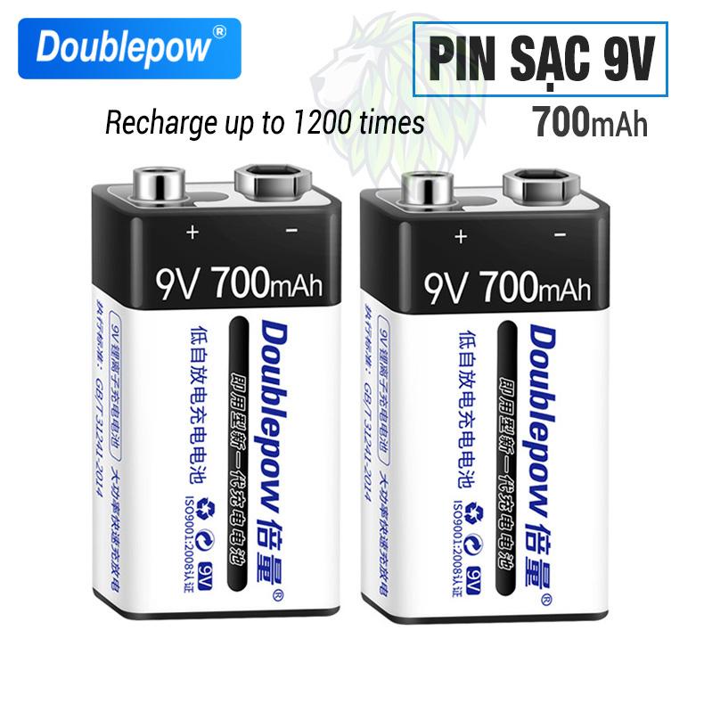 Bộ Pin Sạc 9V Doublepow 700mAh Dung Lượng Thực Dùng Cho Micro, Đồng Hồ Đo Điện, Đèn Pin, Đồ Chơi