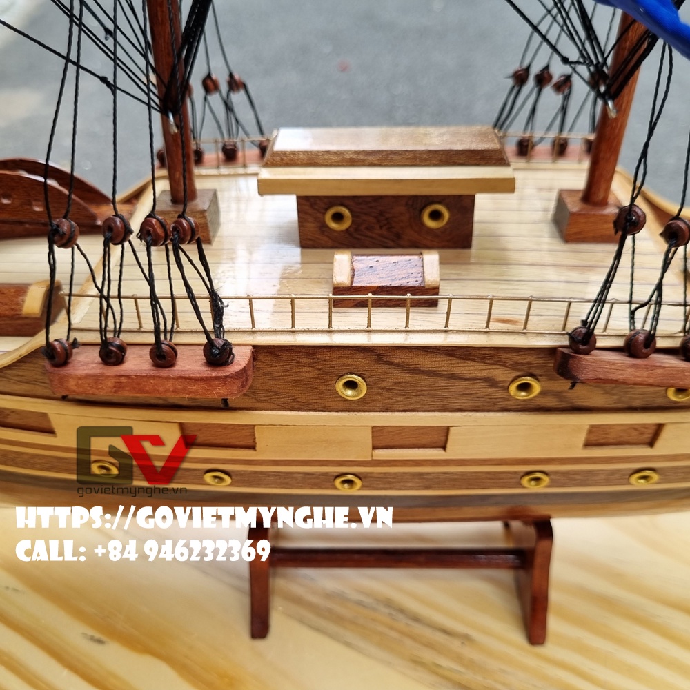 Tàu thuyền gỗ trang trí France II Pháp mô hình thuyền buồm trang trí phong thủy - Buồm vải