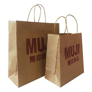 【Sẵn sàng giao hàng】túi giấy kraft túi giấy kraft có quai> Túi quà MUJI xách kraft / đóng gói tặng Bán buô