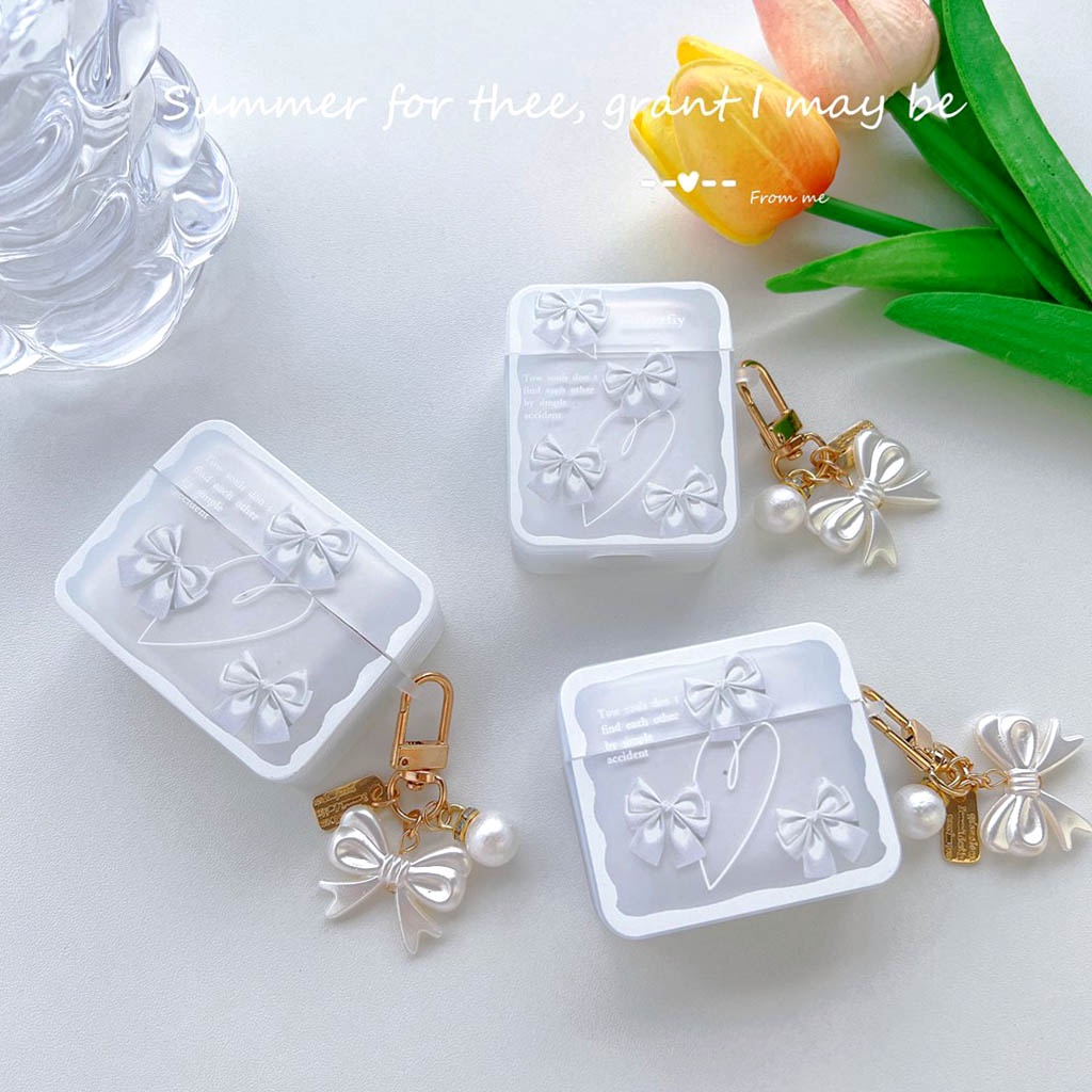 Vỏ Bảo Vệ Hộp Sạc Tai Nghe Bluetooth Airpods 1 2 3 Pro Ins Bằng TPU Mềm Gắn Nơ Xinh Xắn
