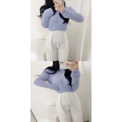 Áo len lông thỏ hồng