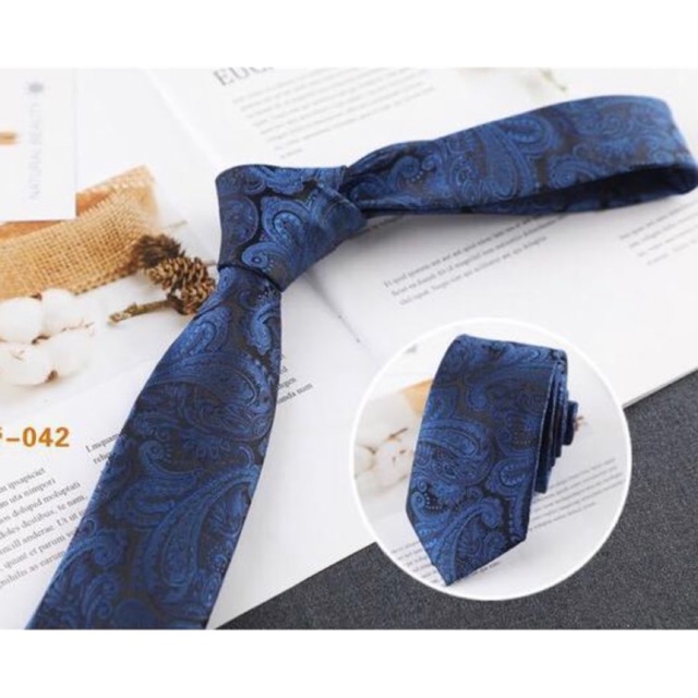 Cà vạt xanh đen 6cm văn phòng cao cấp