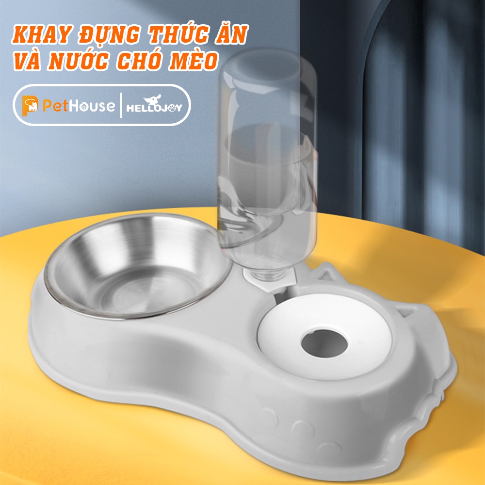 Khay đựng thức ăn và nước uống tự động cho chó mèo chất liệu nhựa an toàn, nhỏ gọn, Tiện lợi, Sạch sẽ