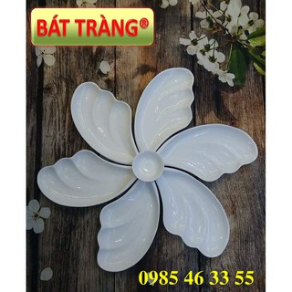 Bộ Đĩa Cánh Tiên gốm sứ Bát Tràng đẹp màu trắng