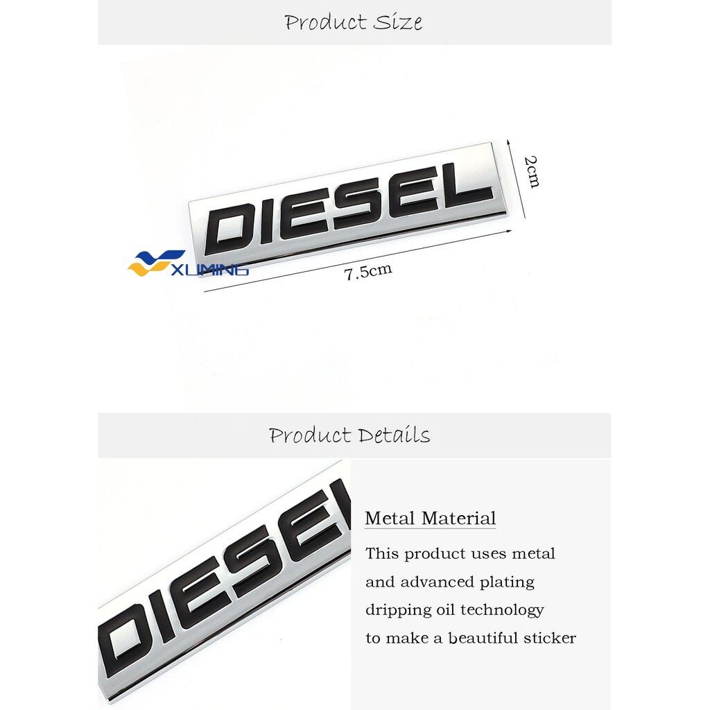 Hình Dán Logo Diesel 3D Bằng Kim Loại Cho Xe Hơi