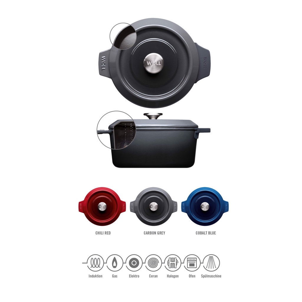 Nồi gang tròn có vung Woll Iron Pots size 20-24 cm