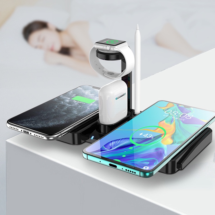 Đế Sạc Không Dây Đa Năng 4 Trong 1 Cho Iphone Samsung Huawei Xiaomi Apple Watch Airpods