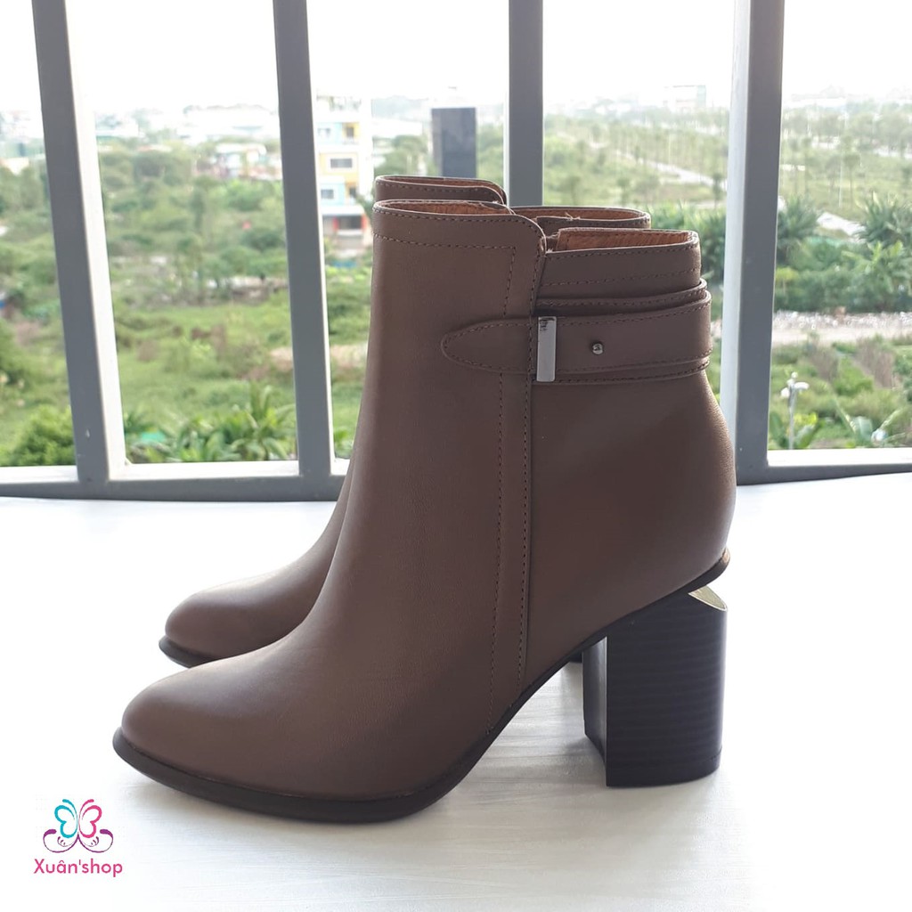 Boot Daphne da trơn mịn, gót trụ vuông cao 7.5cm (size 35-225, 36-230)