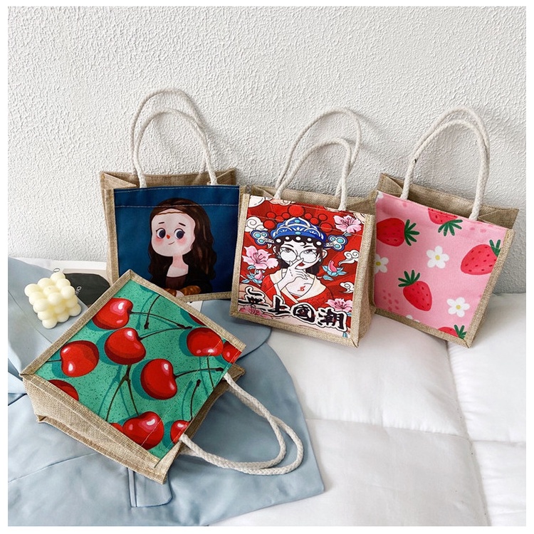 Túi Vải Canvas Mini In Họa Tiết Graffiti Dễ Thương