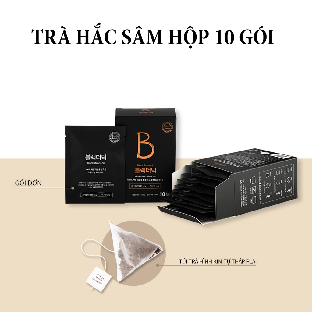 Hộp 10 Gói Trà Hắc Sâm Túi Lọc Black Deodeok Hàn Quốc (1.5g x 10 Gói)