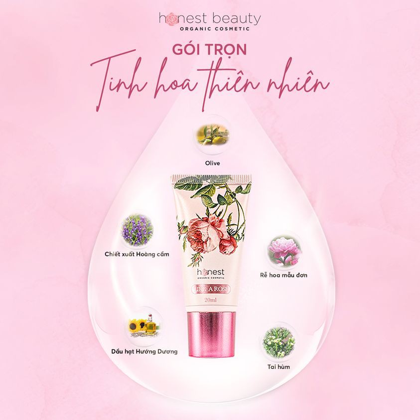 Kem dưỡng da tạo má Hồng hữu cơ, tự nhiên không make up HONEST BEAUTY LIKE A ROSE