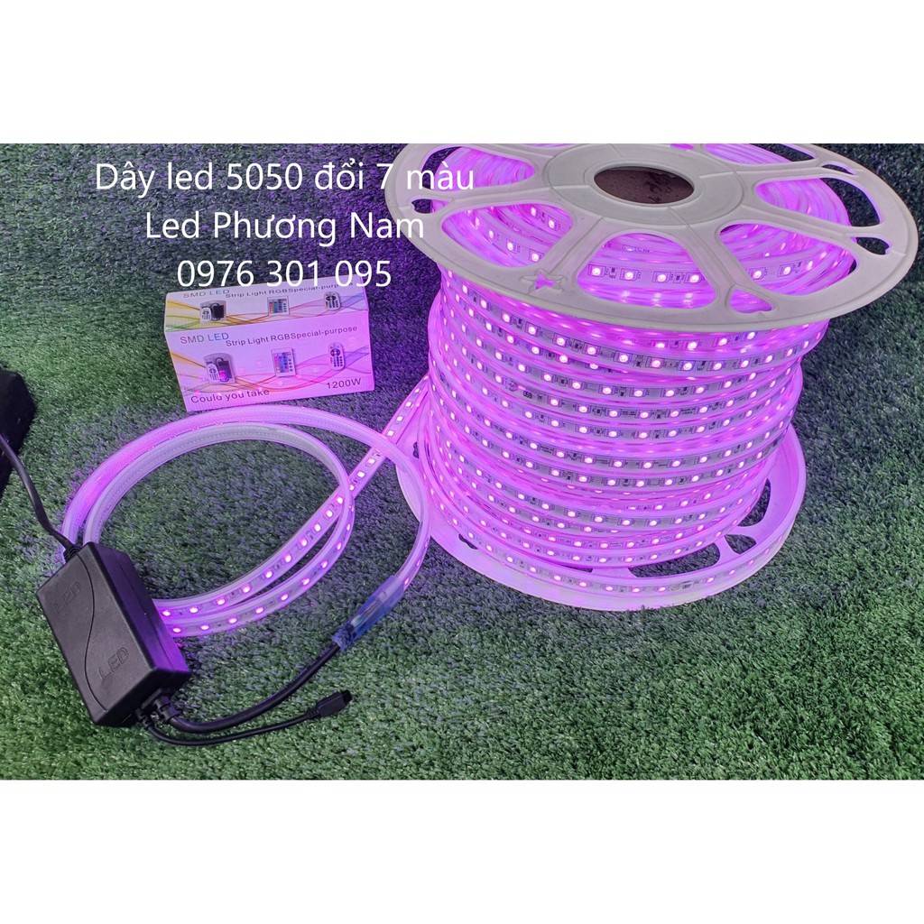 Dây Led kín nước đổi 7 màu siêu sáng có sẵn nguồn