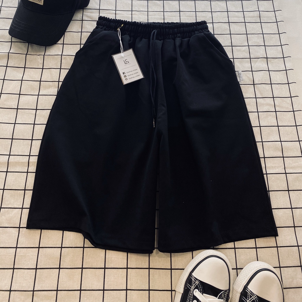 Quần short nam nữ Lylyshop chất umi cotton mịn lì kiểu quần đùi ống rộng unisex phong cách cá tính có size M,L | BigBuy360 - bigbuy360.vn