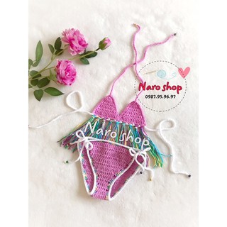 (SALE HÀNG CÓ SẴN) BỘ BIKINI LEN MÓC TUA RUA CỰC XINH CHO BÉ