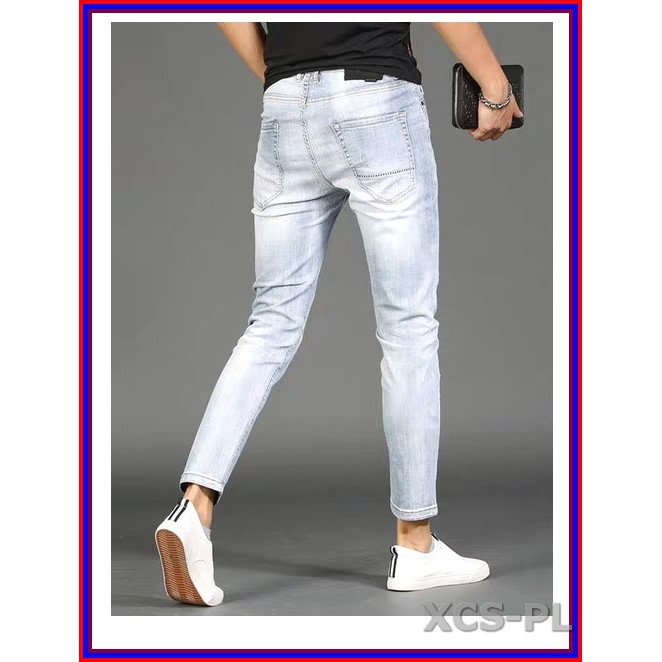 Quần jean nam cao cấp xanh bạc xước nhẹ 5678 không xù lông, không ra màu, chất giãn tốt 5n.3.280