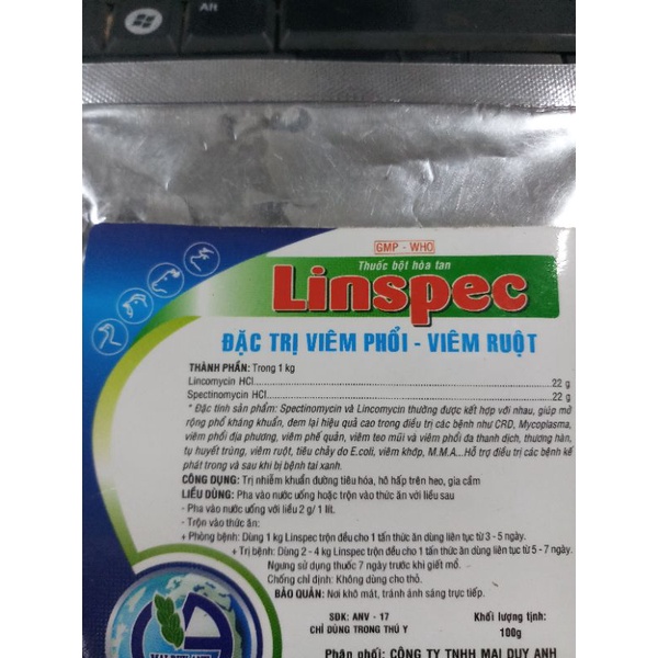 Linspec 100 gram trộn vào thức ăn hsd 02/04/2023